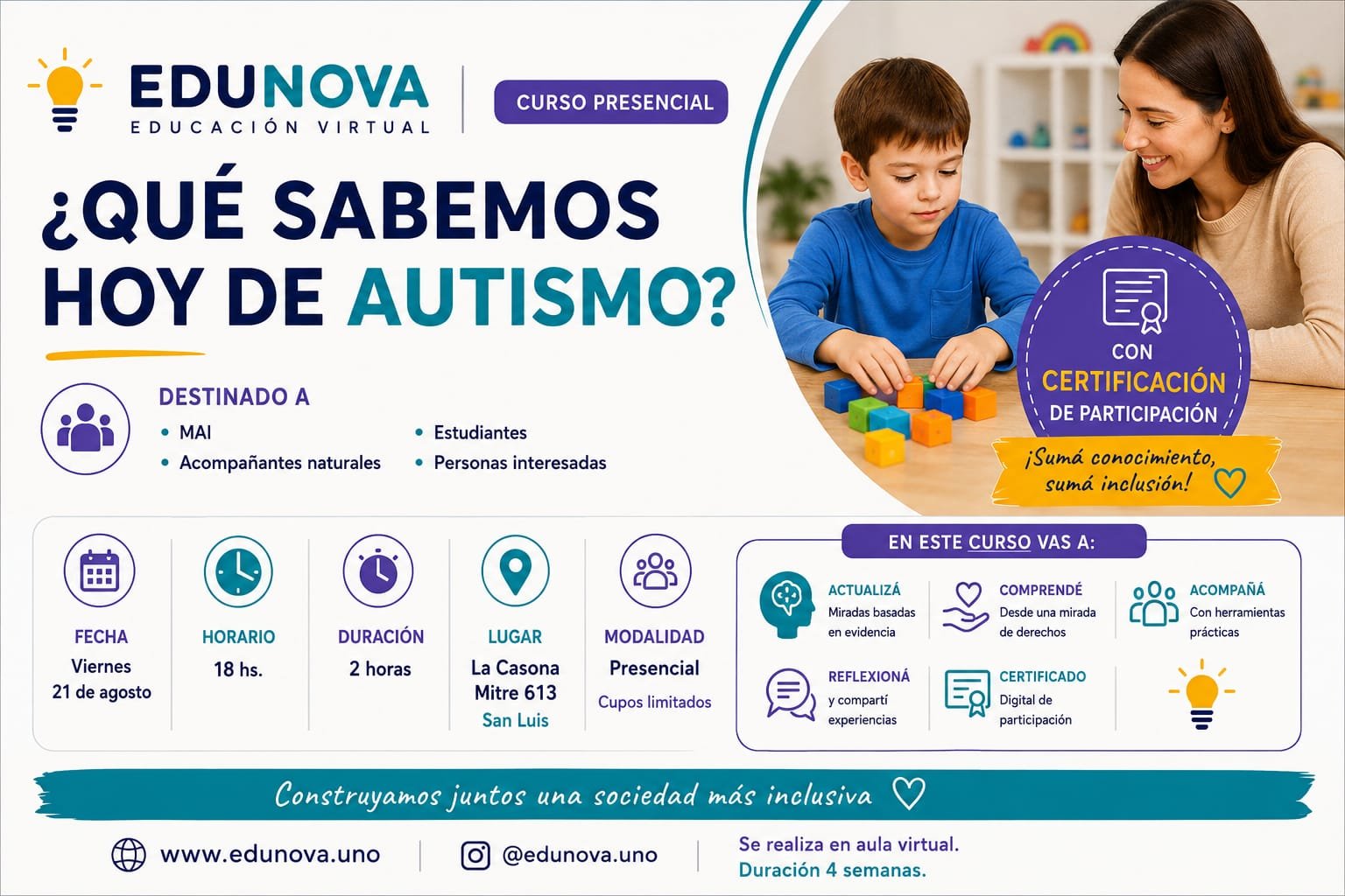 Flyer de ¿Que Sabemos hoy de Autismo?